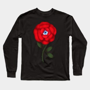 Horror rose with eye, vintage evil Halloween theme Long Sleeve T-Shirt